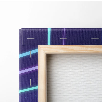 Lotus Evija Inspired Silver Purple Canvas Wall Art, Vaporwave Supercar Artwork, Neon Grid Garage Decor, Retro Futuristic Exotic Print