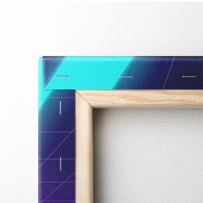 Mercedes-AMG GT Black Series Inspired Silver Teal Canvas Wall Art, Vaporwave Track Car Artwork, Neon Grid Garage Decor, Retro Futuristic Motorsport Print