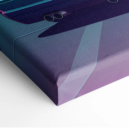 BMW M3 Inspired Vaporwave Car Canvas - Car Artwork Neon Teal Purple Living Room Mood Nostalgic Decor Vaporwave Retro Futurism Canvas