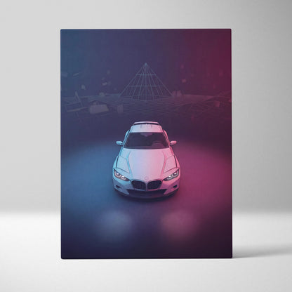 BMW CLS Inspired Vaporwave Car Canvas - Car Neon Pink Purple Blue Living Vaporwave Nostalgic Mood Neon Retro Futurism Canvas
