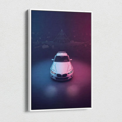 BMW CLS Inspired Vaporwave Car Canvas - Car Neon Pink Purple Blue Living Vaporwave Nostalgic Mood Neon Retro Futurism Canvas
