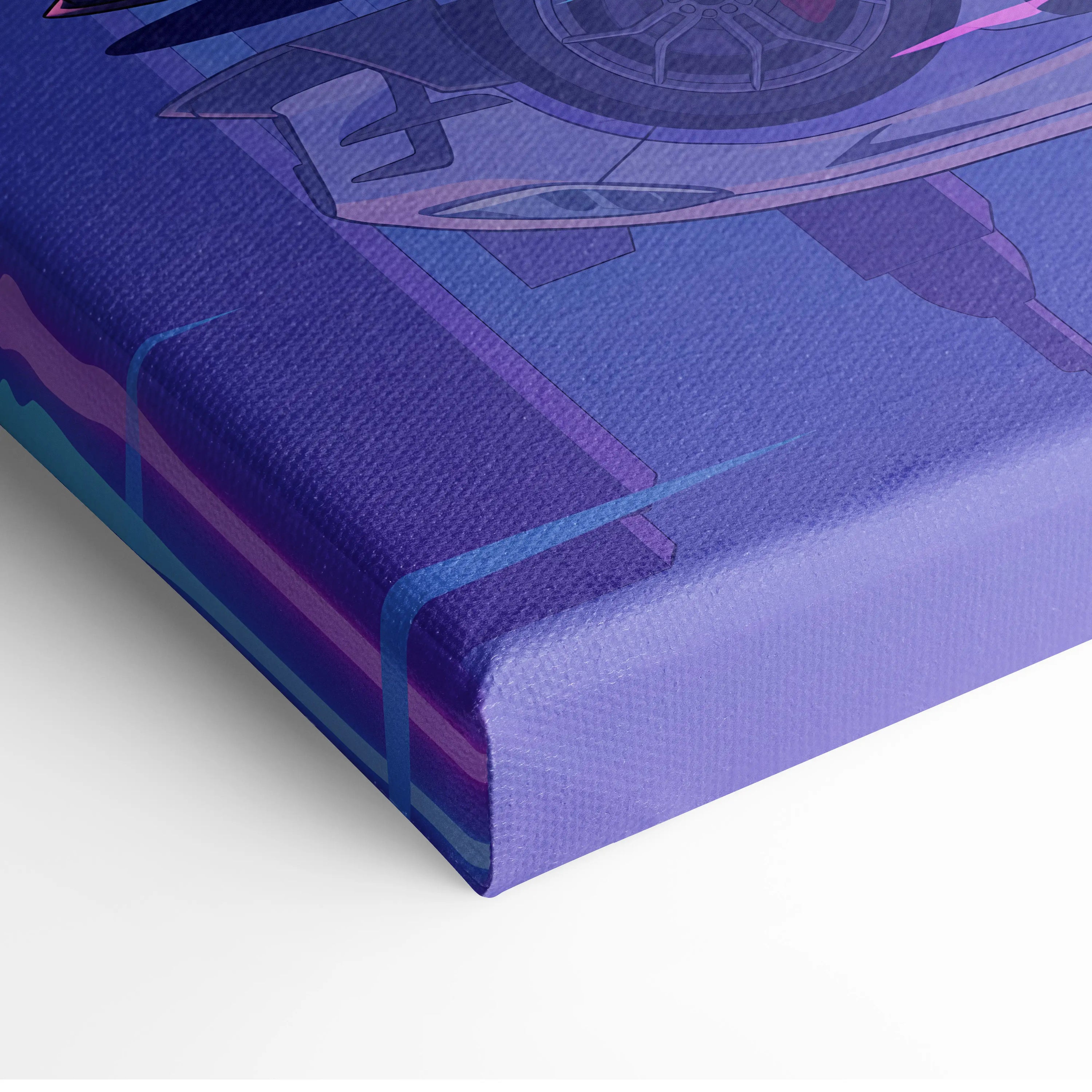 Toyota GR86 Inspired White Purple Canvas Wall Art Vaporwave Sports Car Artwork Neon City Garage Decor Retro Futuristic JDM Print