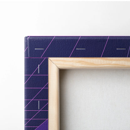 Aston Martin Vulcan Inspired Gray Purple Canvas Wall Art Vaporwave Supercar Artwork Neon Grid Garage Decor Retro Futuristic Motorsport Print