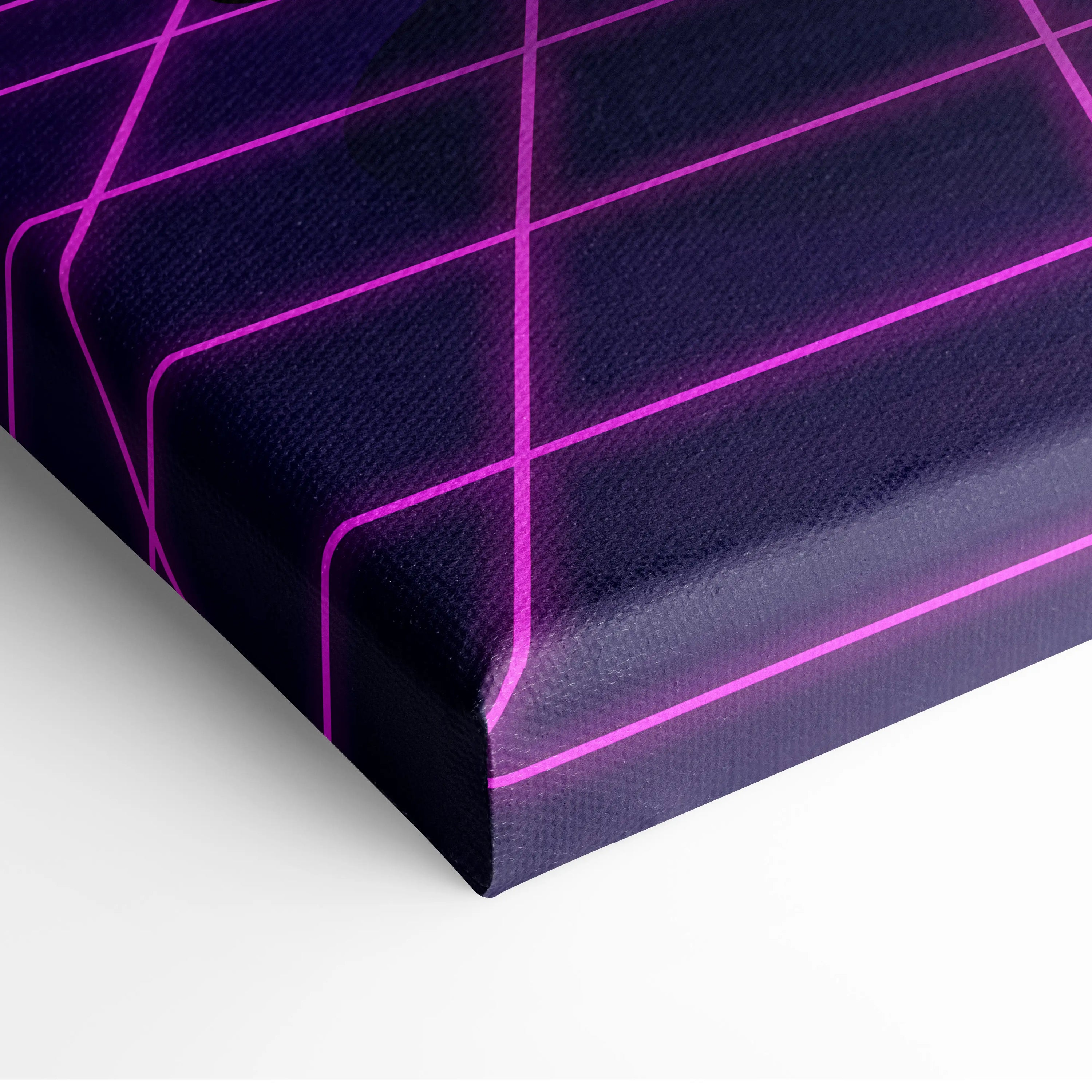 DeLorean DMC-12 Inspired Silver Purple Canvas Wall Art, Vaporwave Neon Grid City Decor, Retro Futuristic Sports Car Artwork