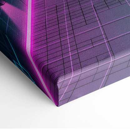 Pagani Zonda Inspired White Purple Canvas Wall Art Vaporwave Neon Alley Hypercar Artwork, Cyberpunk City Garage Decor