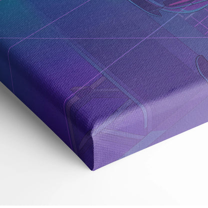 Ferrari 296 Challenge Inspired Teal Purple Canvas Wall Art Vaporwave Supercar Artwork Neon Garage Decor Retro Futuristic Luxury Car Print