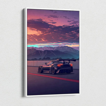 Aston Martin Vulcan Inspired Vaporwave Car Canvas - Vaporwave Car Neon Pink Purple Wall Art Futurism Dreamy Nostalgic Mood Modern Decor Canvas