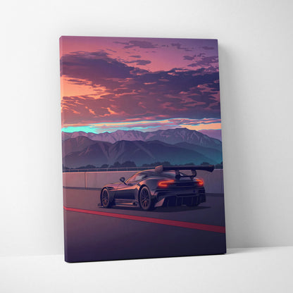Aston Martin Vulcan Inspired Vaporwave Car Canvas - Vaporwave Car Neon Pink Purple Wall Art Futurism Dreamy Nostalgic Mood Modern Decor Canvas