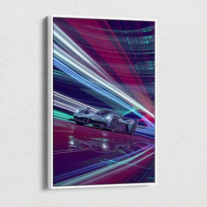 Aston Martin Valkyrie Inspired Canvas Art - Car Artwork Neon Pink Cyan Living Retrofuturism Energetic Vaporwave Wall Art Canvas Print