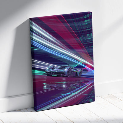 Aston Martin Valkyrie Inspired Canvas Art - Car Artwork Neon Pink Cyan Living Retrofuturism Energetic Vaporwave Wall Art Canvas Print