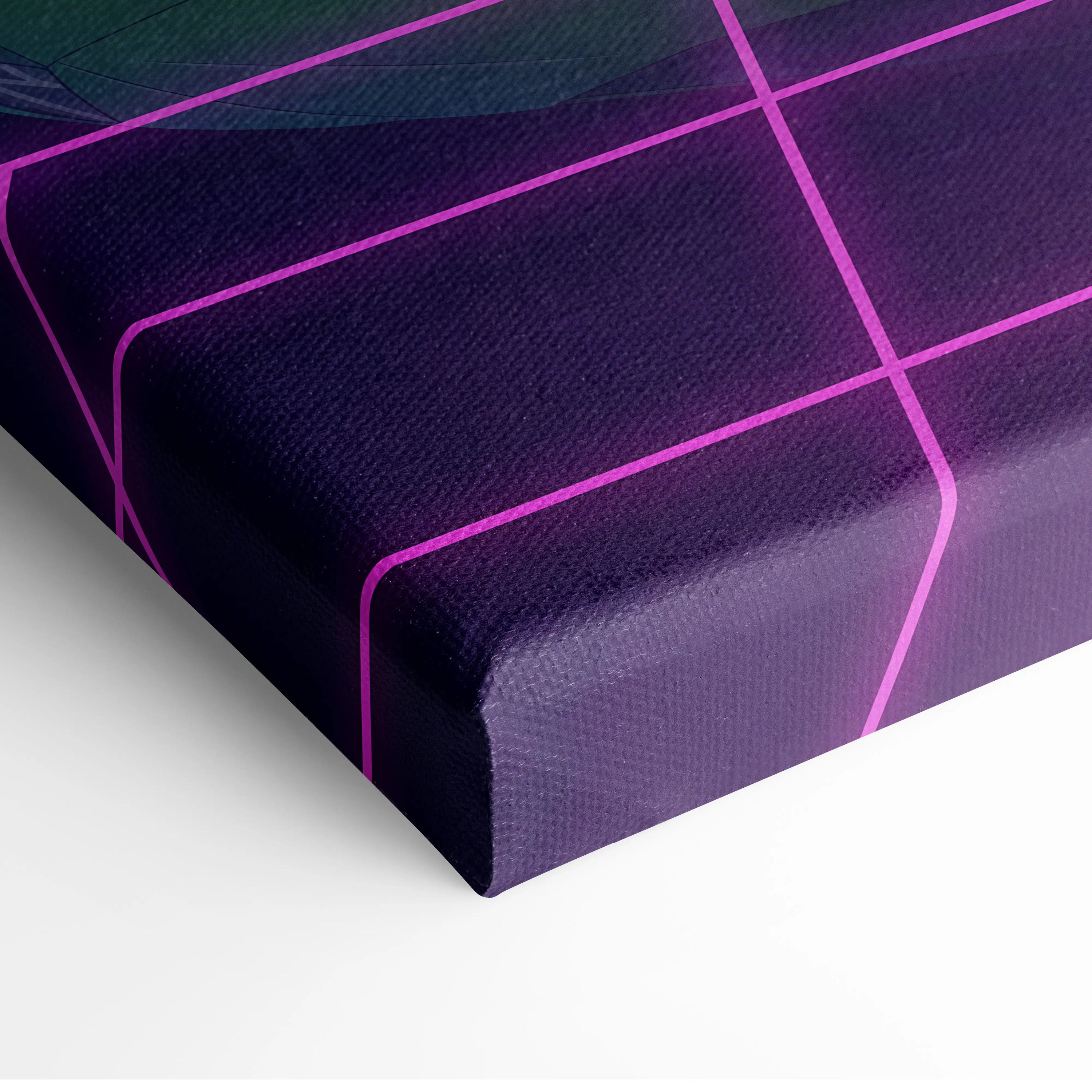Lamborghini Huracan Inspired Green Purple Canvas Wall Art, Vaporwave Supercar Artwork, Neon Grid Garage Decor, Retro Futuristic Exotic Print