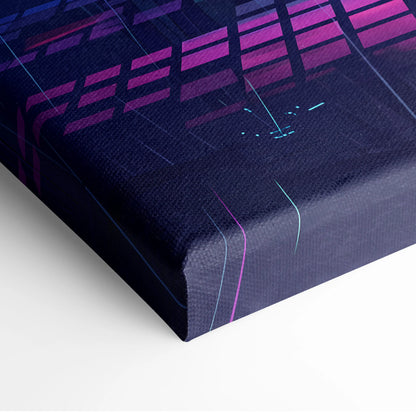 Nissan Skyline GT-R R34 Inspired Orange Purple Canvas Wall Art, Vaporwave JDM Artwork, Rainy Forest Neon Decor, Retro Futuristic Car Print
