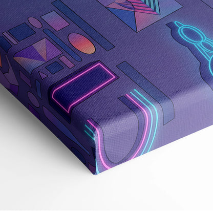Dodge Charger Inspired Red Purple Canvas Wall Art, Vaporwave Muscle Car Artwork, Neon Garage Decor, Retro Futuristic Classic Car Print