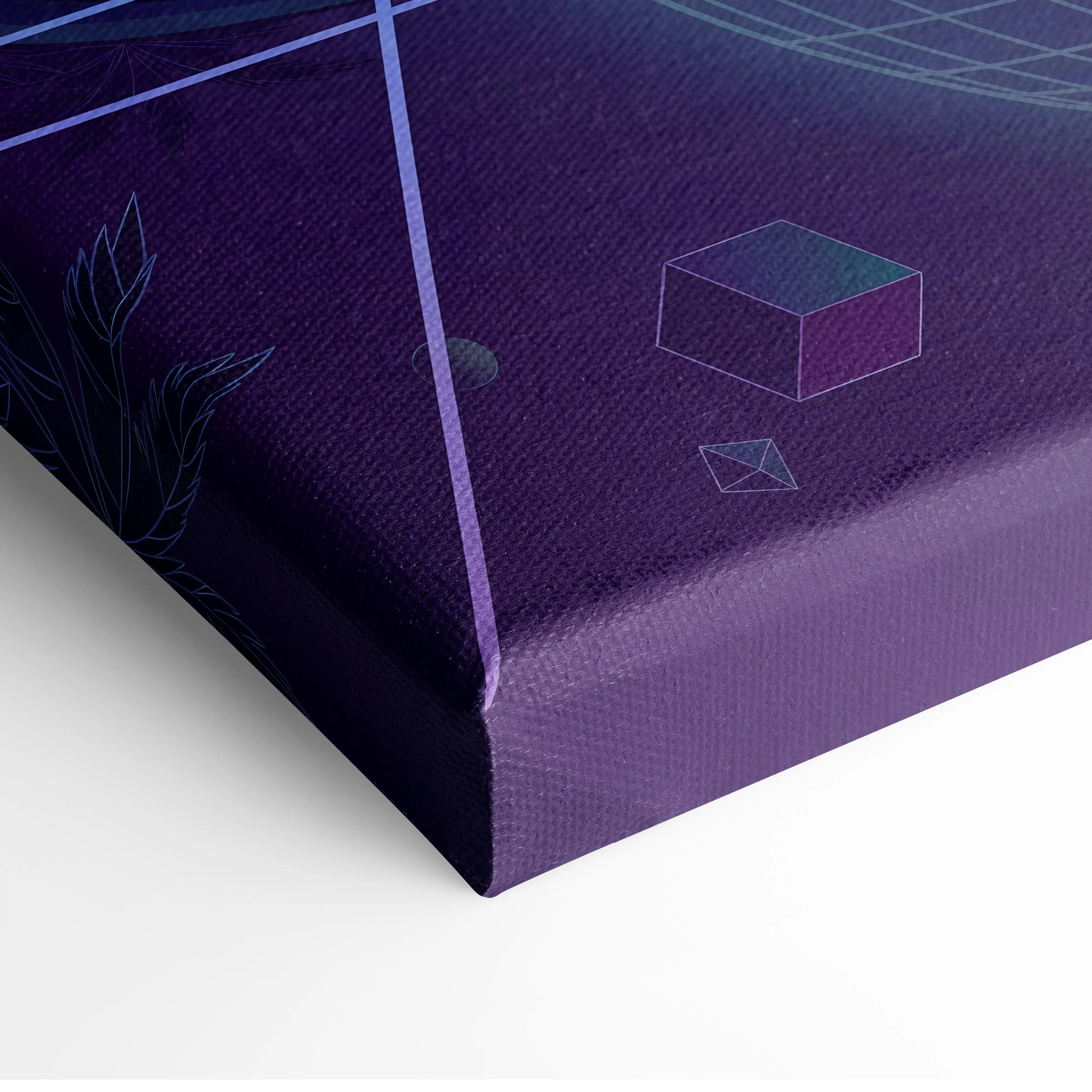 Shelby Cobra Inspired Blue Purple Canvas Wall Art, Vaporwave Roadster Artwork, Neon Grid Palm Decor, Retro Futuristic Classic Car Print