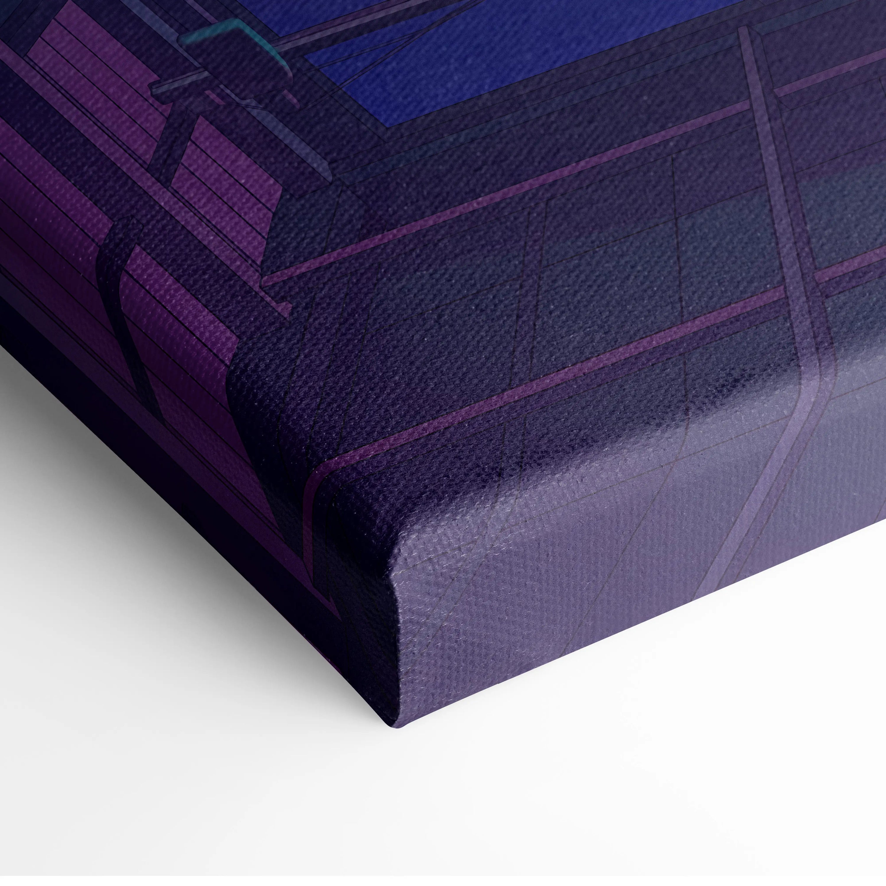 Lamborghini Revuelto Inspired Gray Purple Canvas Wall Art, Vaporwave Supercar Artwork, Neon Garage Decor, Retro Futuristic Exotic Car Print