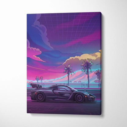 McLaren Senna Inspired Vaporwave Neon Sunset Drive - Car Art Neon Purple Pink Blue Living Room Modern Pop Canvas