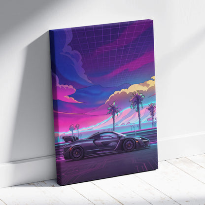 McLaren Senna Inspired Vaporwave Neon Sunset Drive - Car Art Neon Purple Pink Blue Living Room Modern Pop Canvas