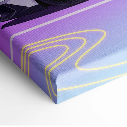 Lamborghini Aventador SV Inspired - Neon Vaporwave City Canvas - Vaporwave Purple Pink Blue Living Room Retro-Futurism