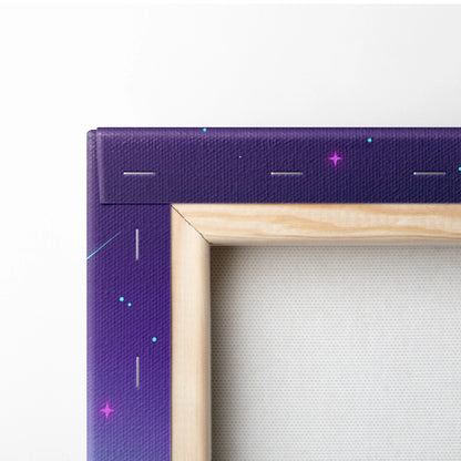 Lamborghini Aventador SV Inspired - Neon Vaporwave City Canvas - Vaporwave Purple Pink Blue Living Room Retro-Futurism