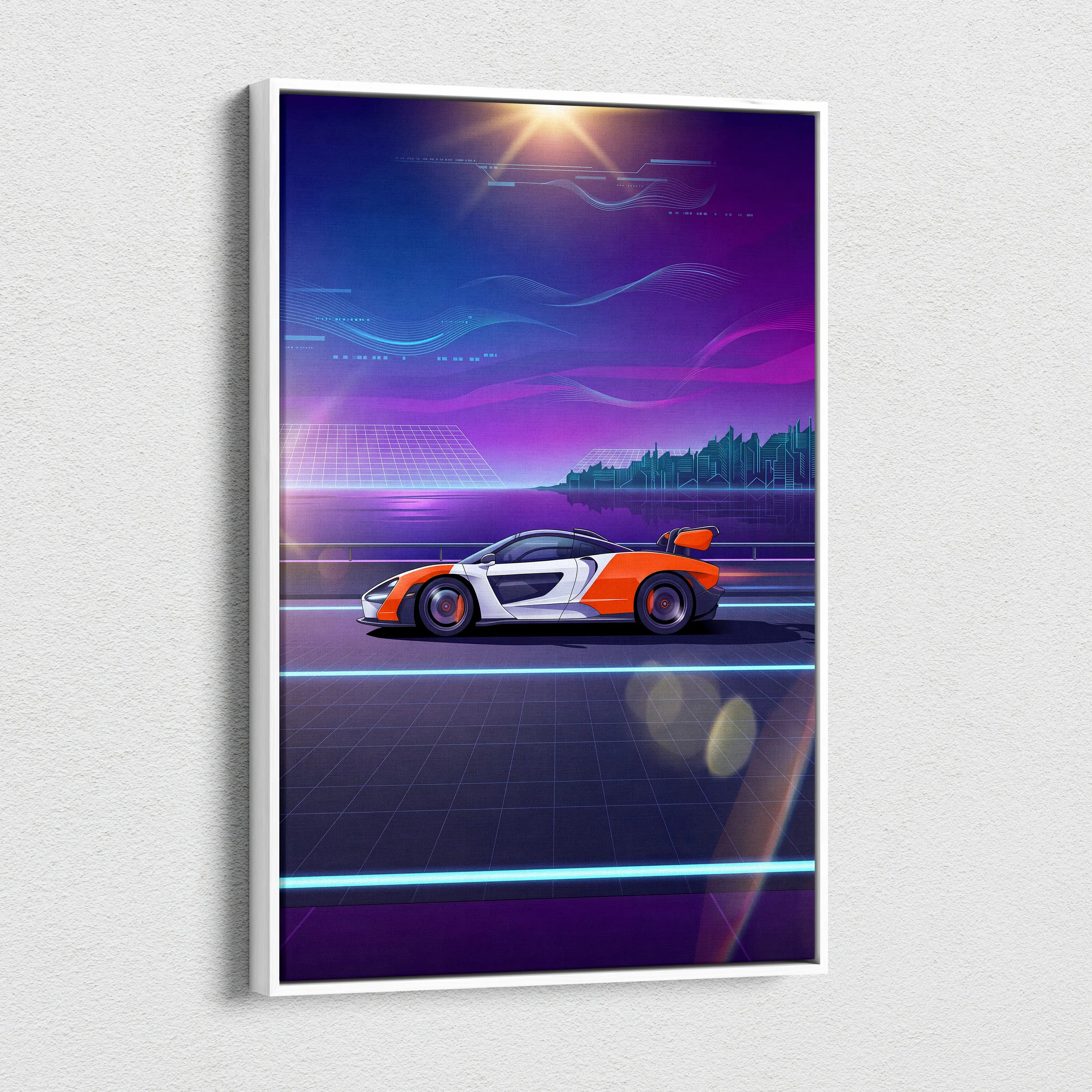 McLaren Senna Inspired, Neon Vapor Racing Canvas - Vaporwave Car Art Neon Pink Room Retro Nostalgic Mood Vaporwave Canvas