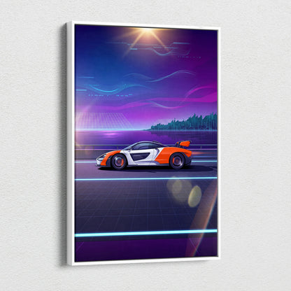 McLaren Senna Inspired, Neon Vapor Racing Canvas - Vaporwave Car Art Neon Pink Room Retro Nostalgic Mood Vaporwave Canvas