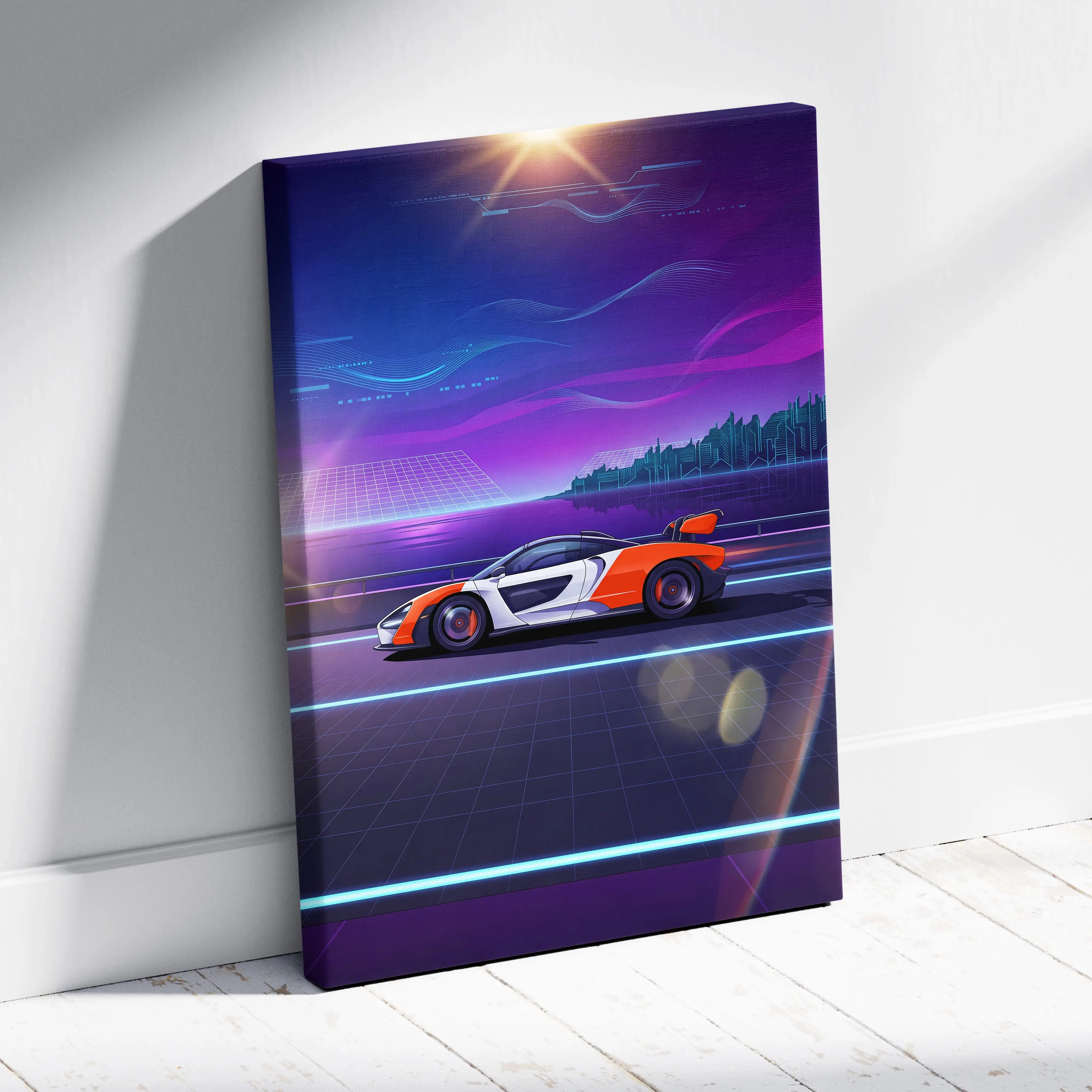 McLaren Senna Inspired, Neon Vapor Racing Canvas - Vaporwave Car Art Neon Pink Room Retro Nostalgic Mood Vaporwave Canvas