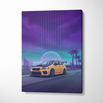 Subaru WRX STI Inspired Neon Drive Art Scene - Car Art Neon Purple Teal Living Room Energetic Mood Synthwave Decor