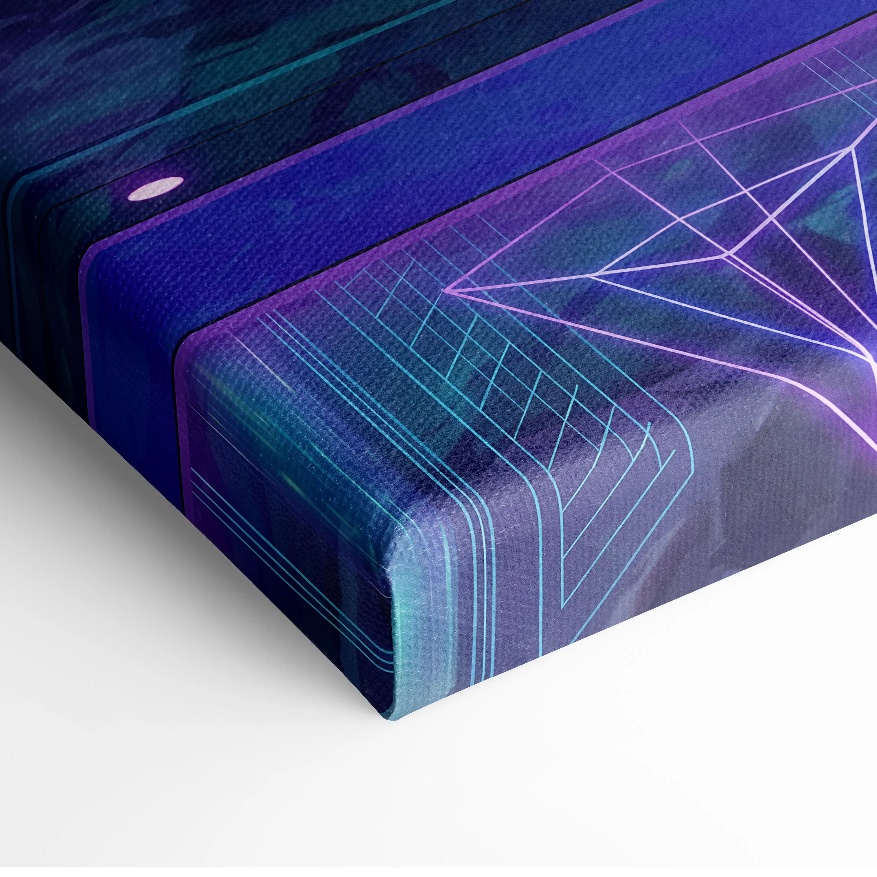 Ferrari 488 Inspired White Purple Canvas Wall Art Vaporwave Supercar Artwork Neon Crystal Garage Decor Retro Futuristic City Print