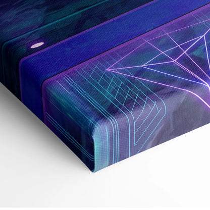 Ferrari 488 Inspired White Purple Canvas Wall Art Vaporwave Supercar Artwork Neon Crystal Garage Decor Retro Futuristic City Print