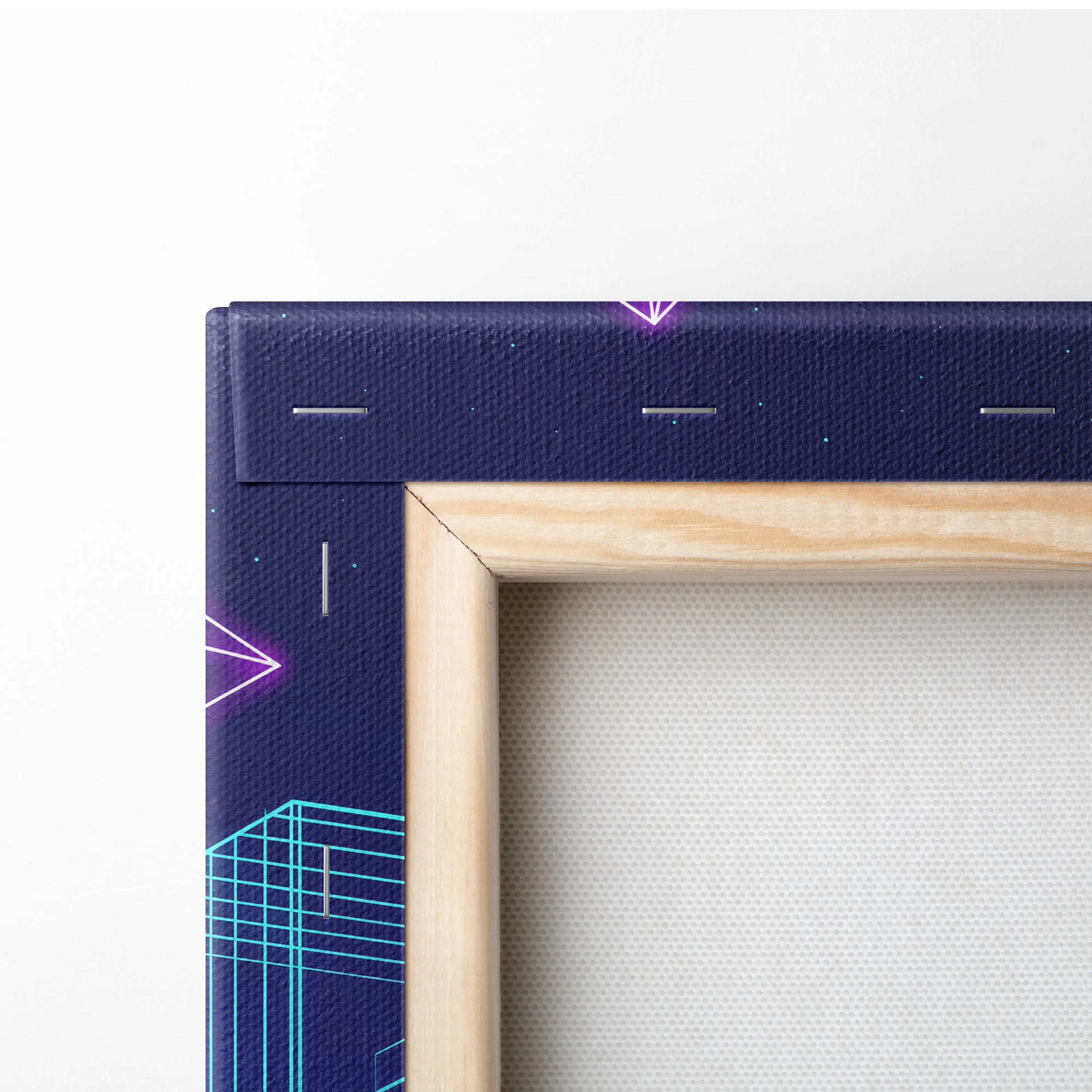 Ferrari 488 Inspired White Purple Canvas Wall Art Vaporwave Supercar Artwork Neon Crystal Garage Decor Retro Futuristic City Print