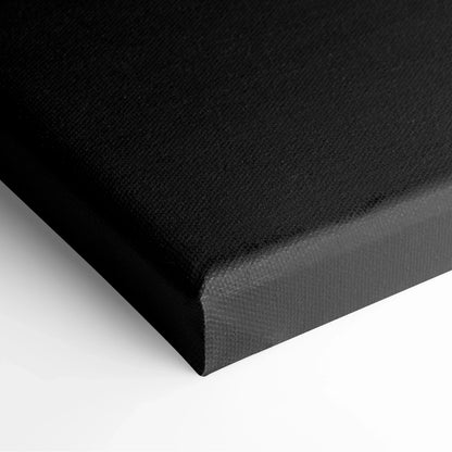 Black minimalist digital canvas wall art with textured surface and wrapped edges for modern decor.
