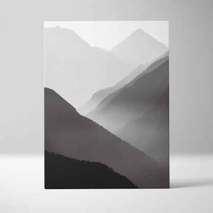 Minimalist black and gray mountain mist canvas wall art for modern decor.