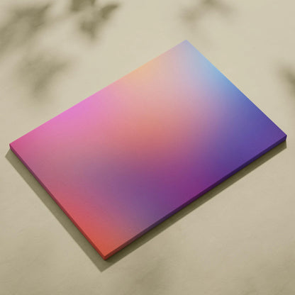 Rectangular canvas wall art with smooth gradient blending pink, purple, and blue shades in an abstract digital style.