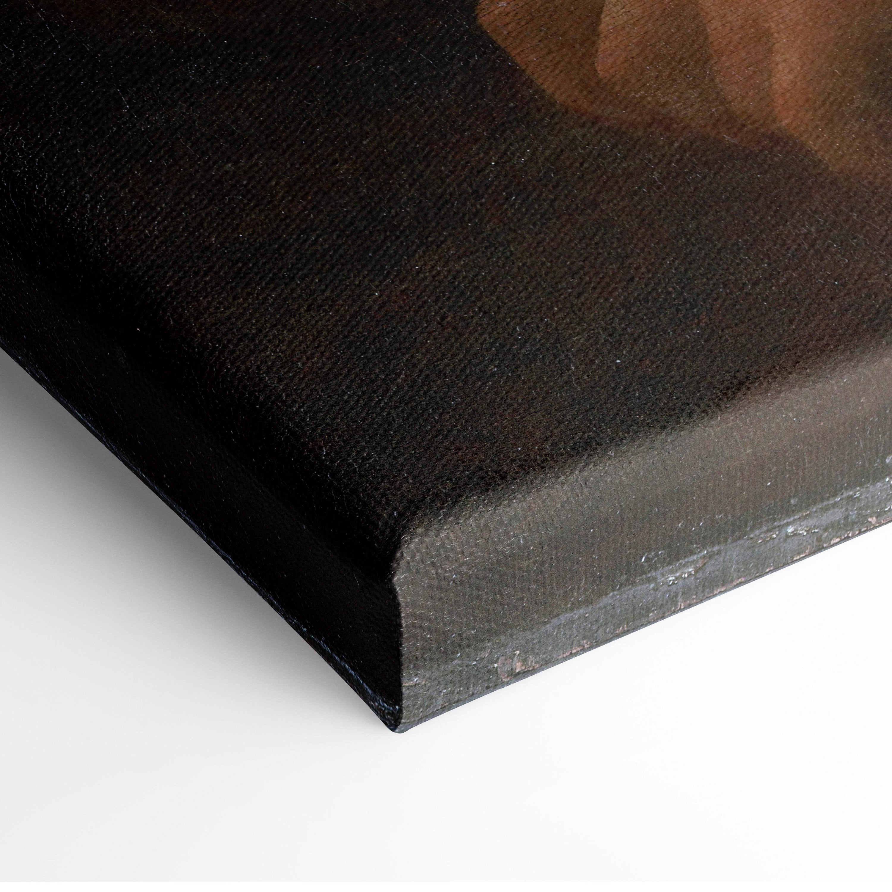Mona Lisa by Leonardo da Vinci black canvas art with textured weave
