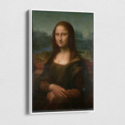 Framed Mona Lisa reproduction by Leonardo da Vinci with enigmatic smile
