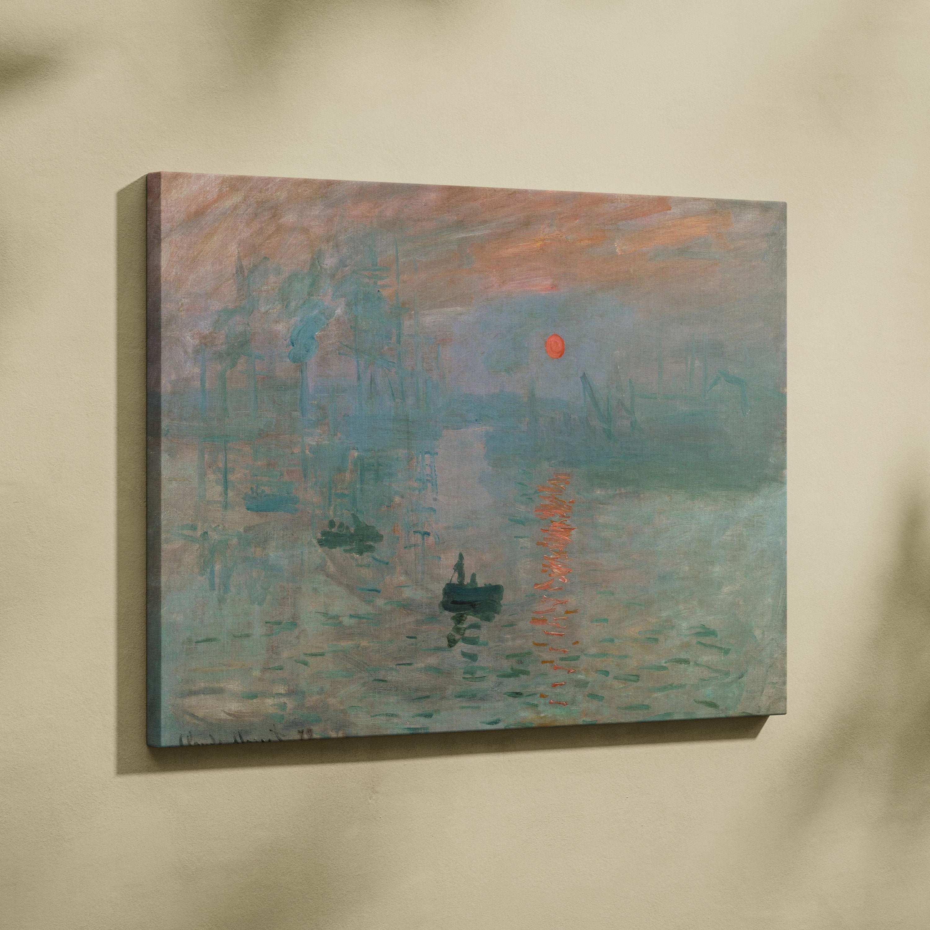 Impression Sunrise canvas print by Claude Monet, glowing sun over misty water