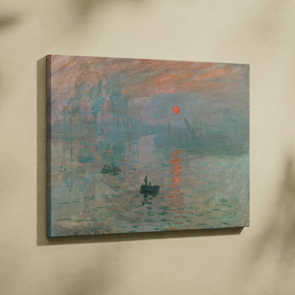 Impression Sunrise canvas print by Claude Monet, glowing sun over misty water
