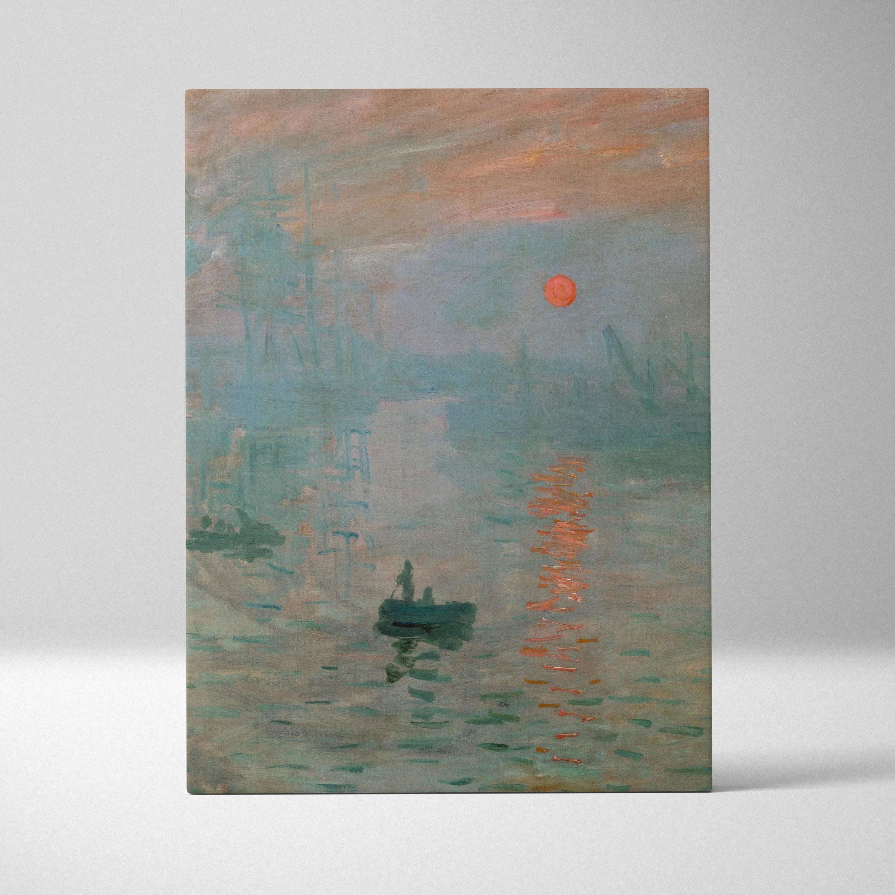Impression Sunrise by Claude Monet canvas print with peach teal sun over misty water