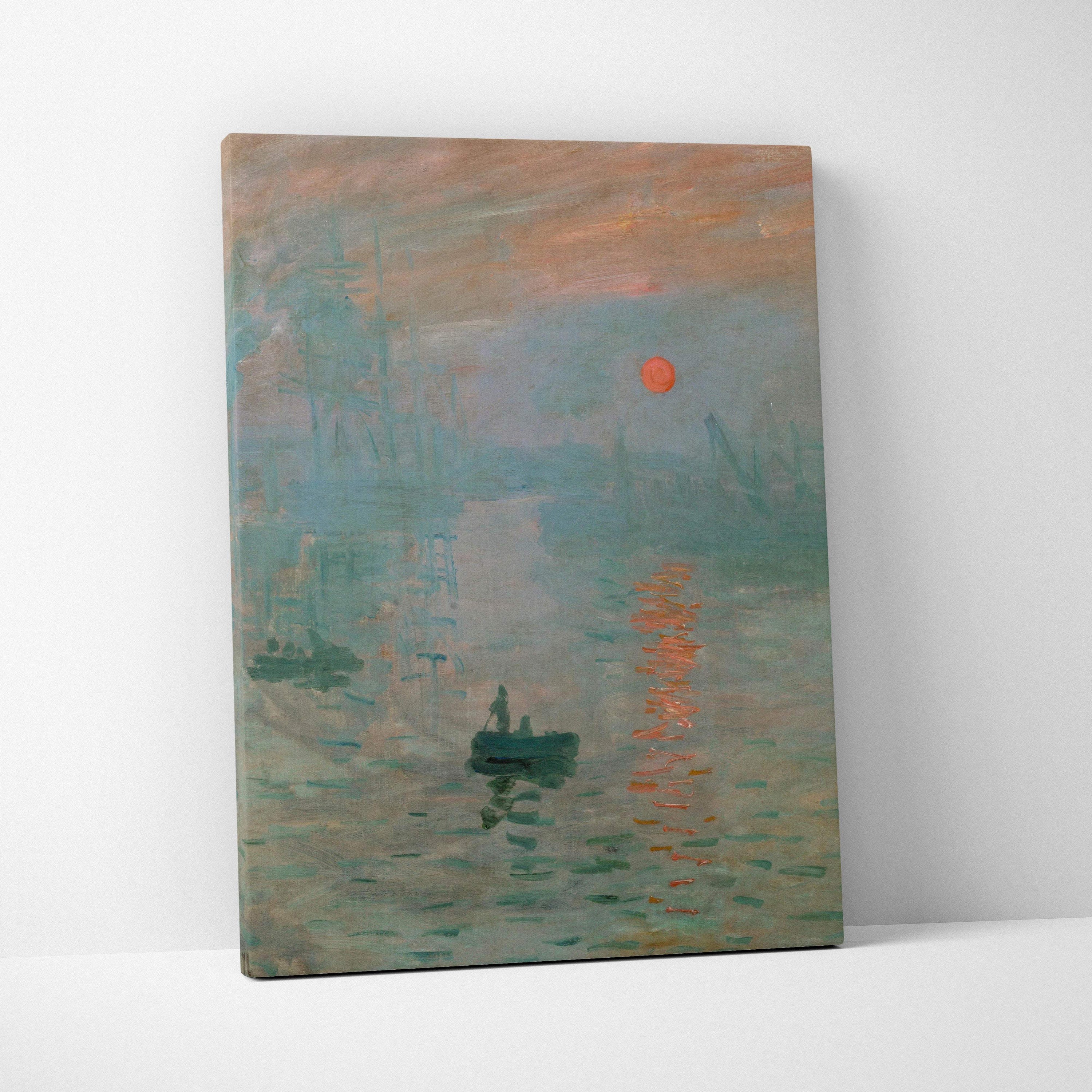 Impression Sunrise by Claude Monet canvas print with blue-green hues and orange sun