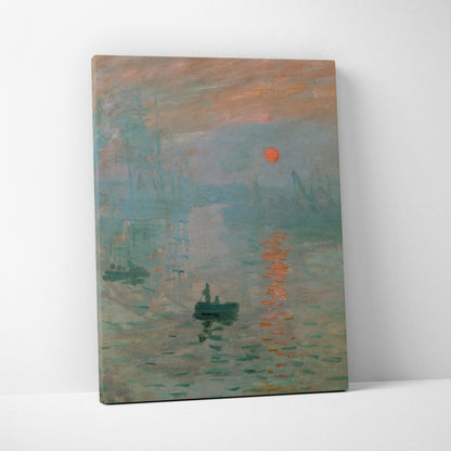 Impression Sunrise by Claude Monet canvas print with blue-green hues and orange sun
