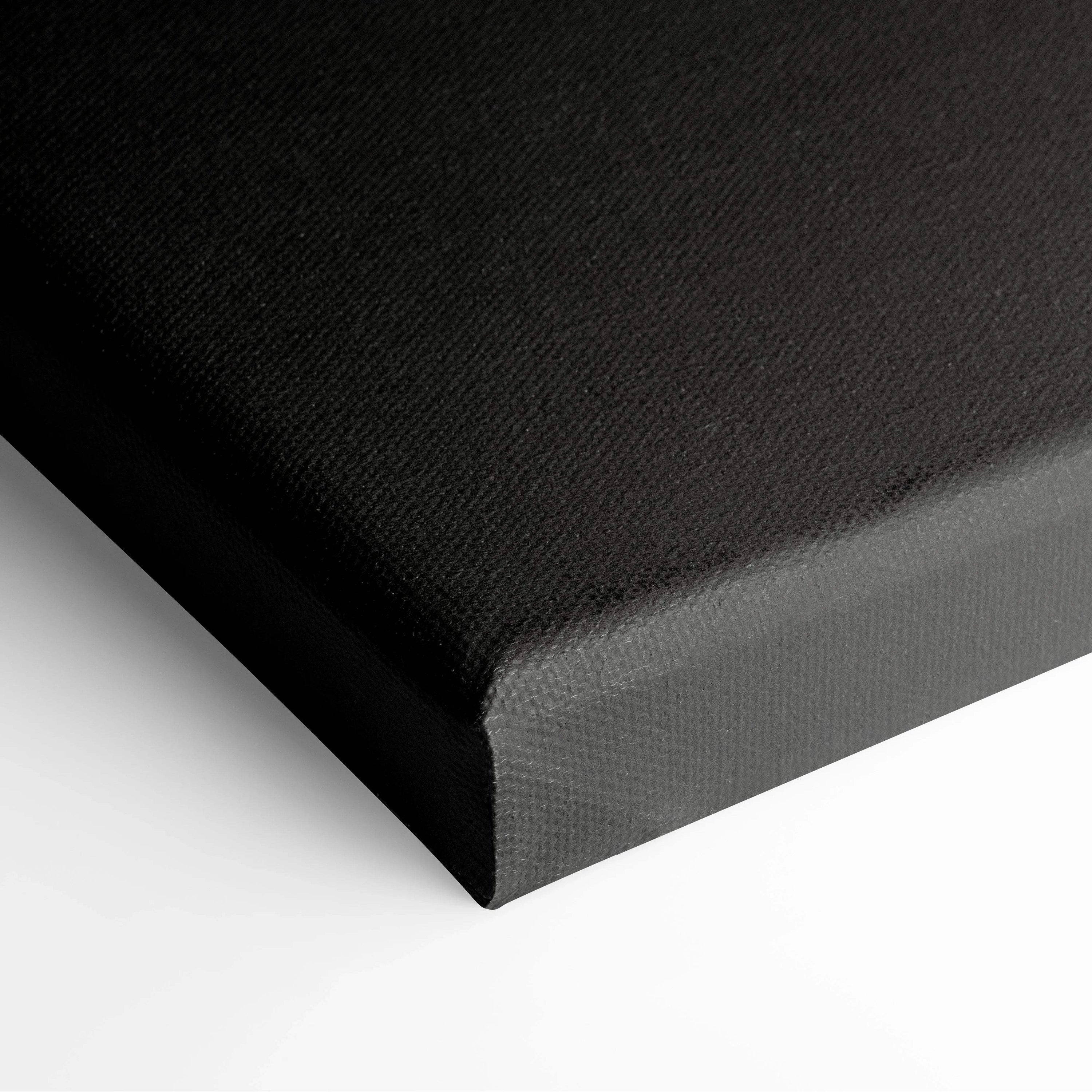 Black canvas print of minimalist layered sunset mountain landscape