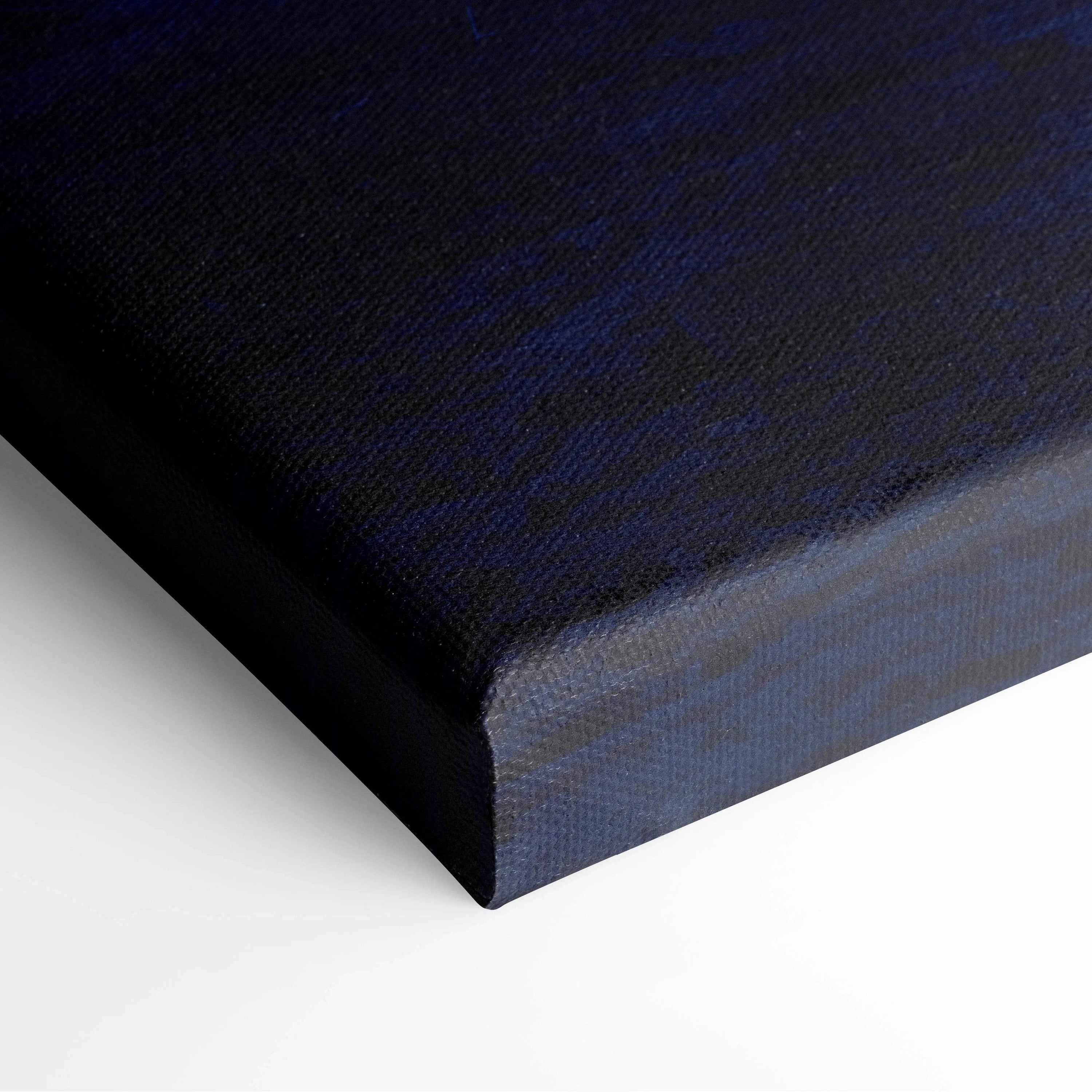 Dark blue textured canvas print of glowing purple circle in mystic violet forest night