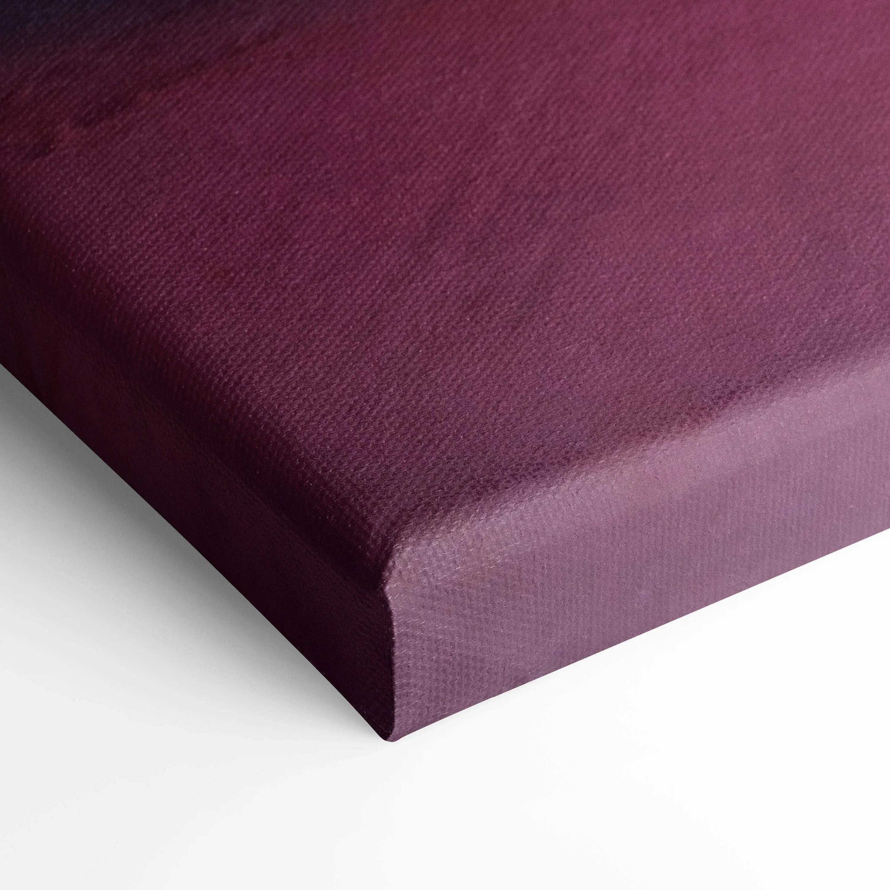 Deep burgundy wrapped edge canvas showing textured surface for wall art or canvas art display.