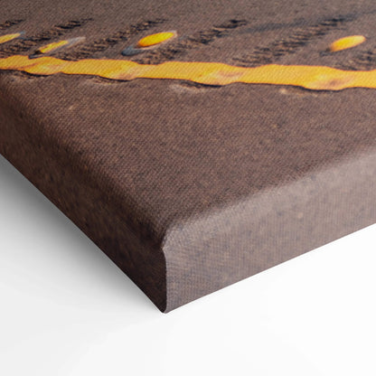 Corner view of high-resolution Nissan GTR R34 Skyline canvas wall art with textured canvas wrap.