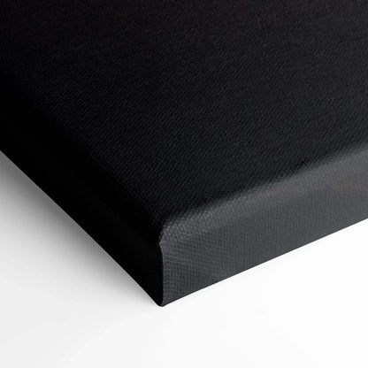 Black textured canvas corner showcasing thick gallery wrap for wall art and canvas art quality display.
