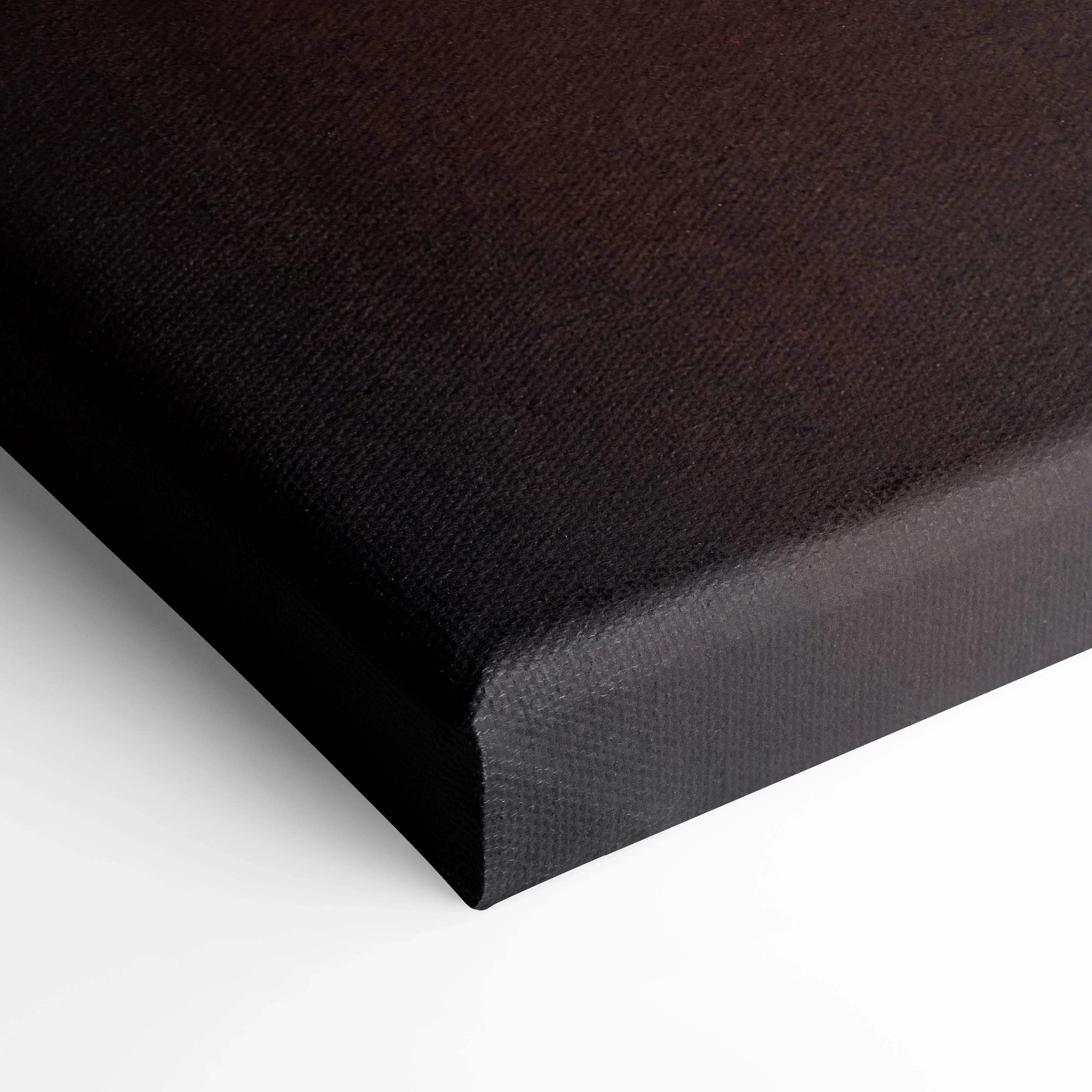 Close-up of dark brown textured canvas wall art with crisp, museum-quality finish and clean edges.