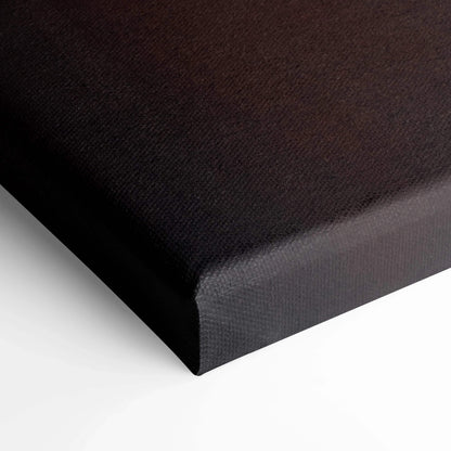 Close-up of dark brown textured canvas wall art with crisp, museum-quality finish and clean edges.