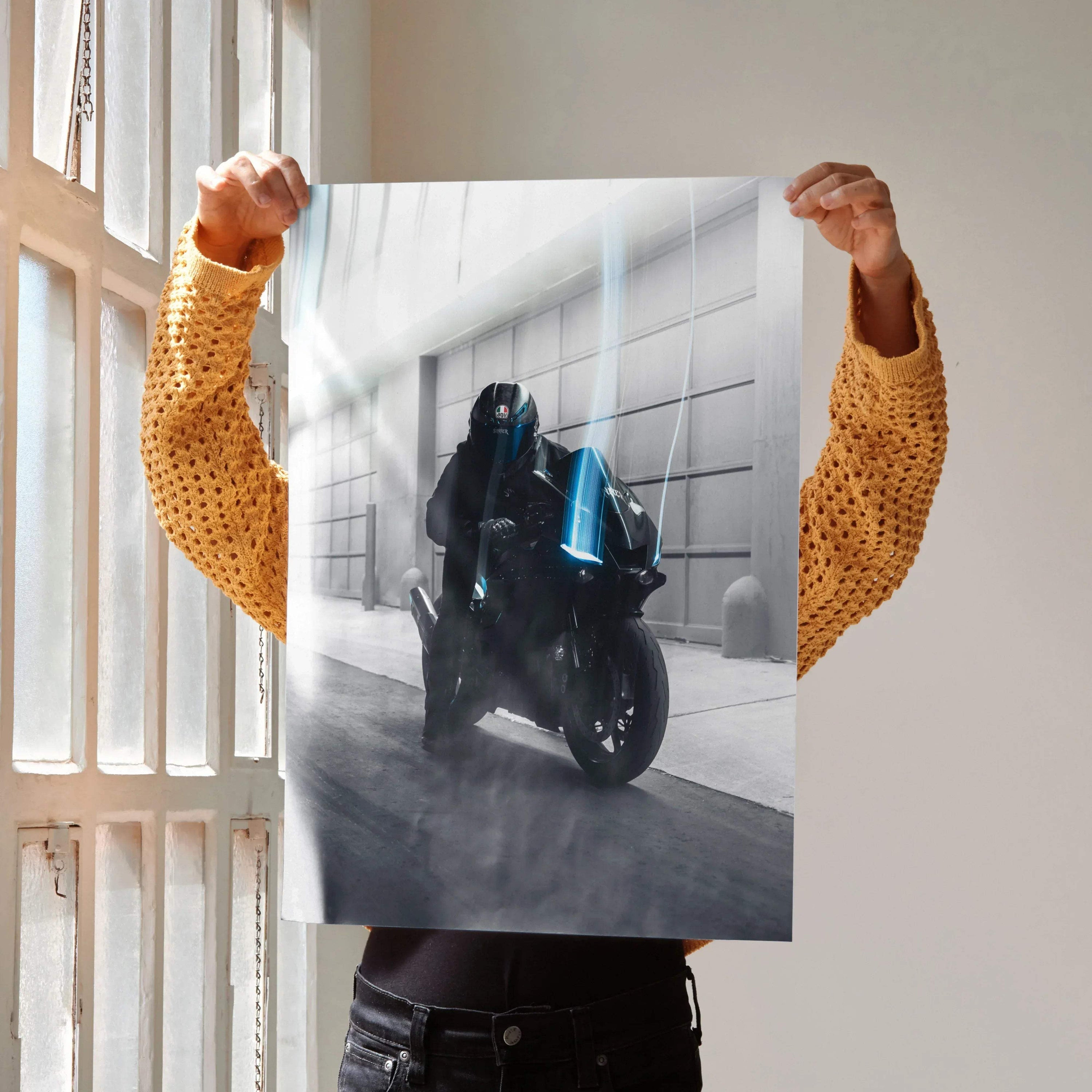 Biker Poster #005 - Male | AGV Pista Helmet | Yamaha R6 Motorcycle - Throttle Designs