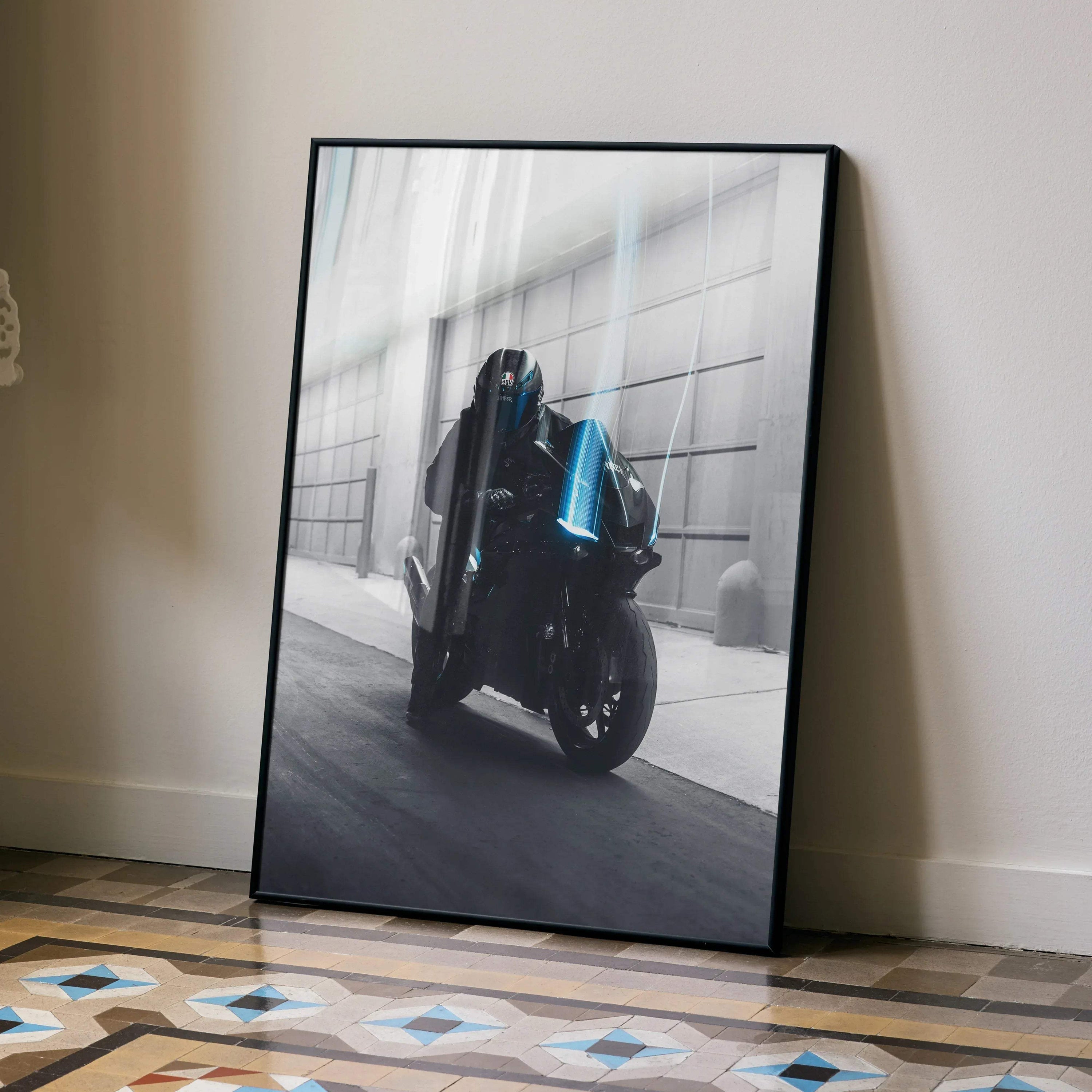 Biker Poster #005 - Male | AGV Pista Helmet | Yamaha R6 Motorcycle - Throttle Designs