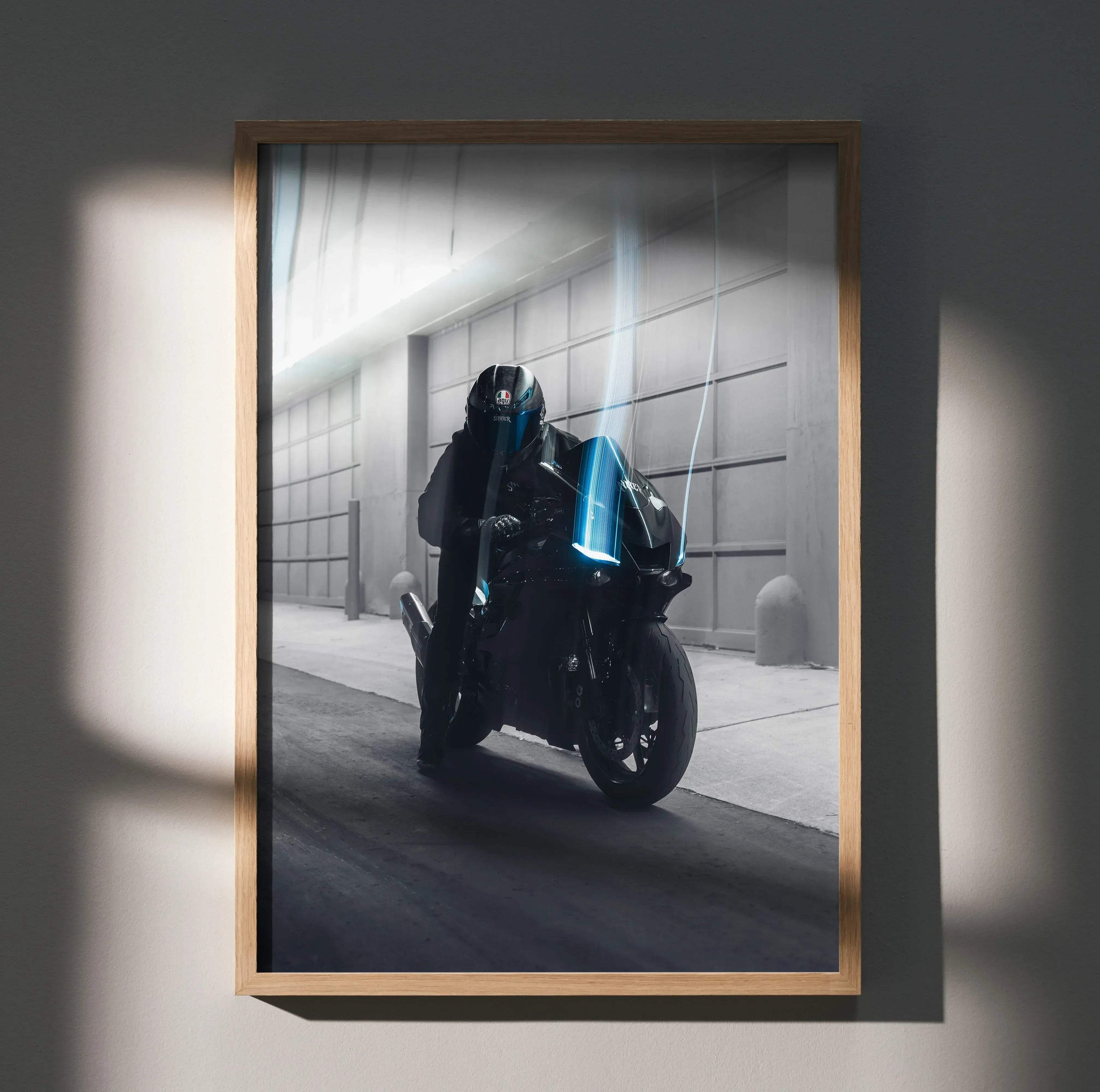 Biker Poster #005 - Male | AGV Pista Helmet | Yamaha R6 Motorcycle - Throttle Designs